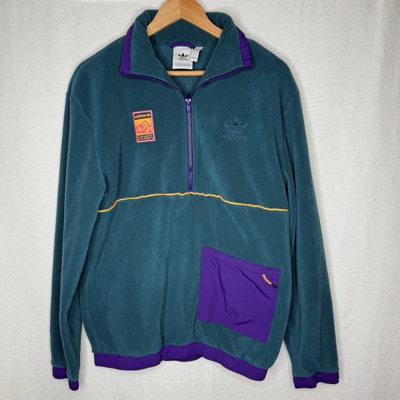 Adidas Originals Adiplore Polar Fleece Zip Pullover Size‎ SMALL Mens Retro - Picture 1 of 14